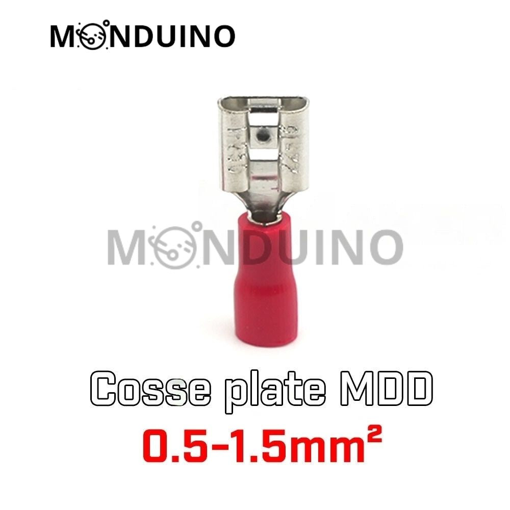 Cosse électrique à sertir isolée plate 6.3 mm - 0.5-1.5-2.5-4-6 mm²