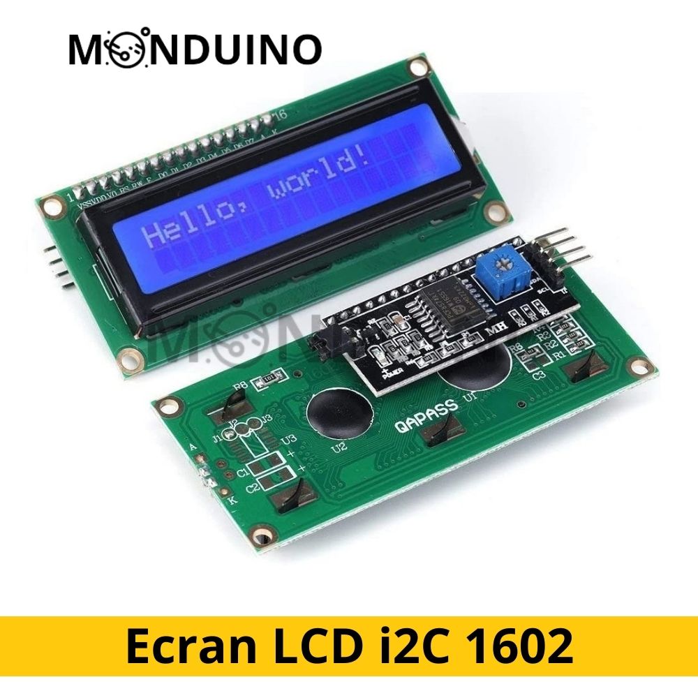 Ecran LCD i2C 1602 - Module IIC rétroéclairé bleu afficheur 16x2