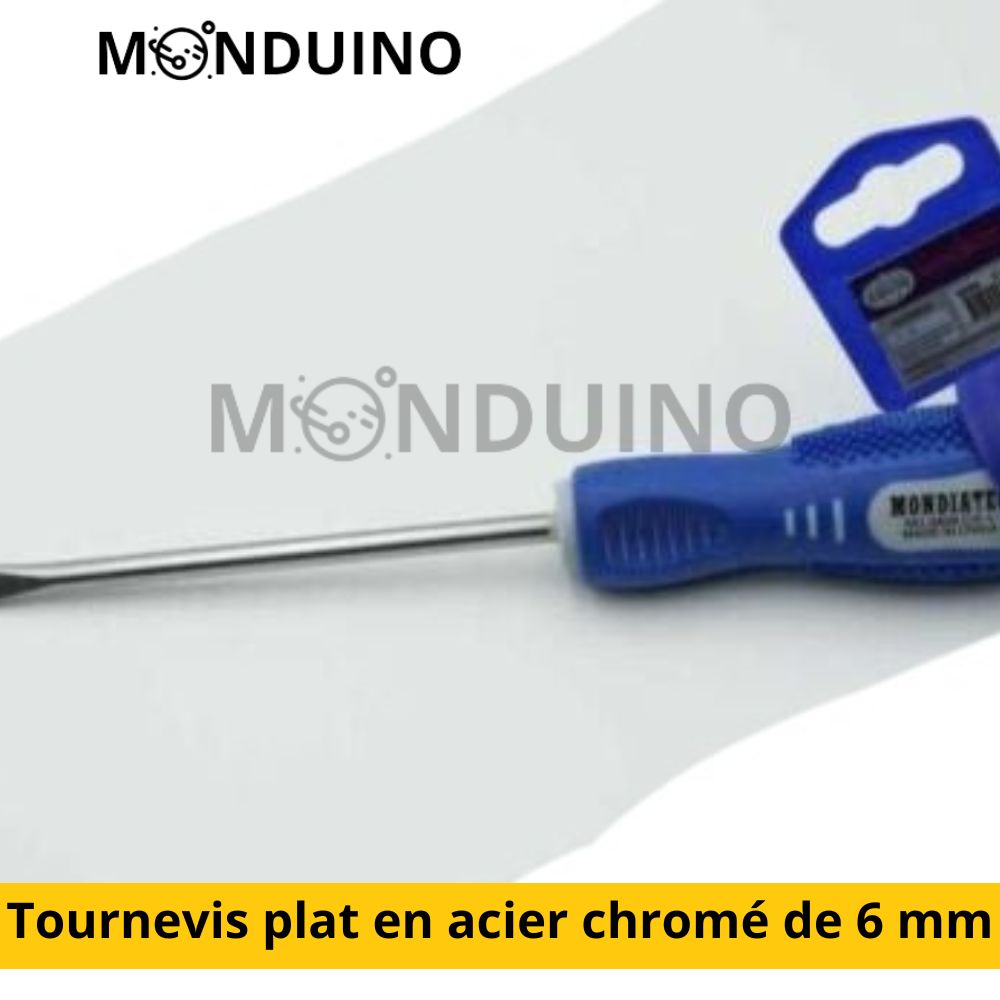 Tournevis plat en acier chromé de 6 mm