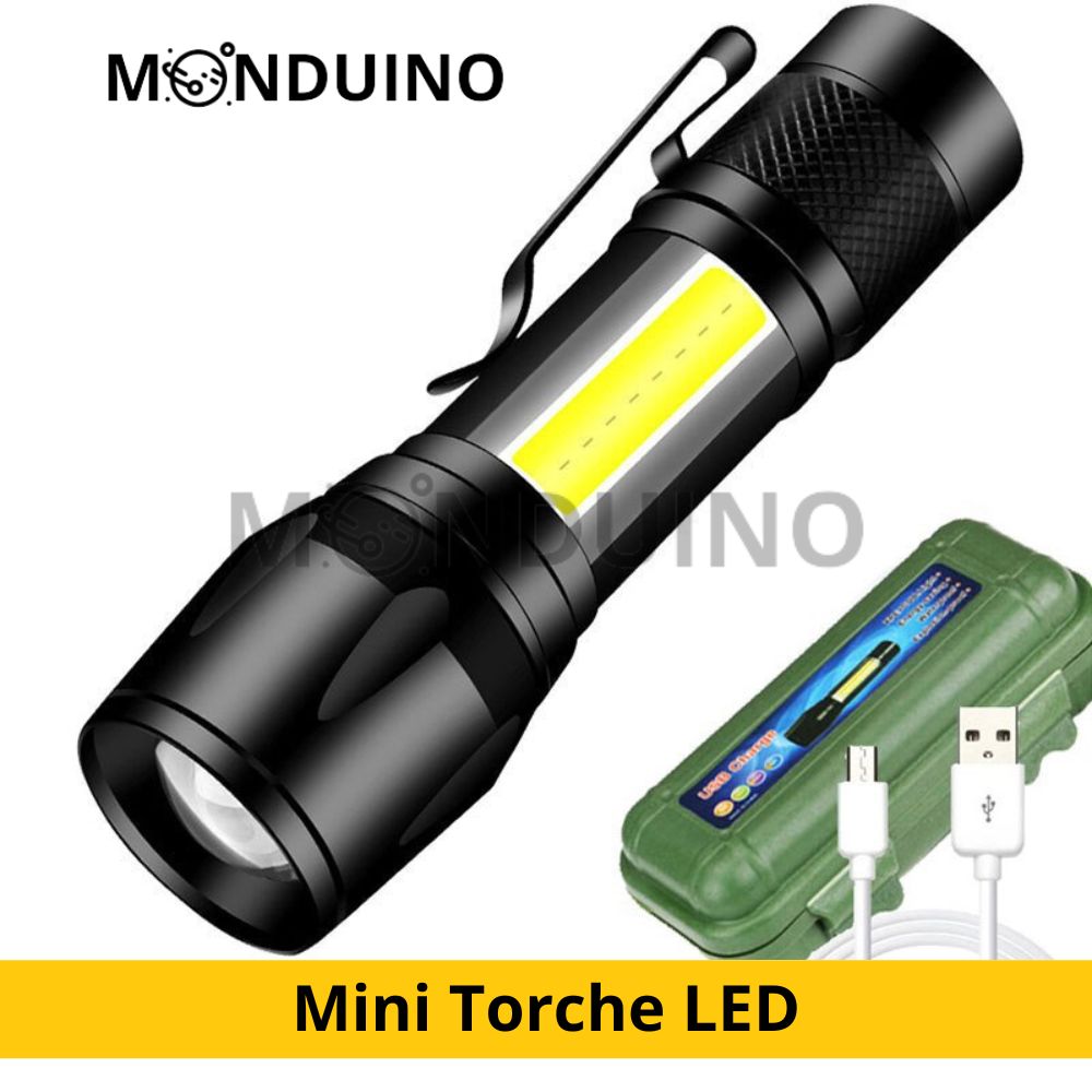 Mini Torch LED 3 Modes Rechargeable USB Puissante – MONDUINO
