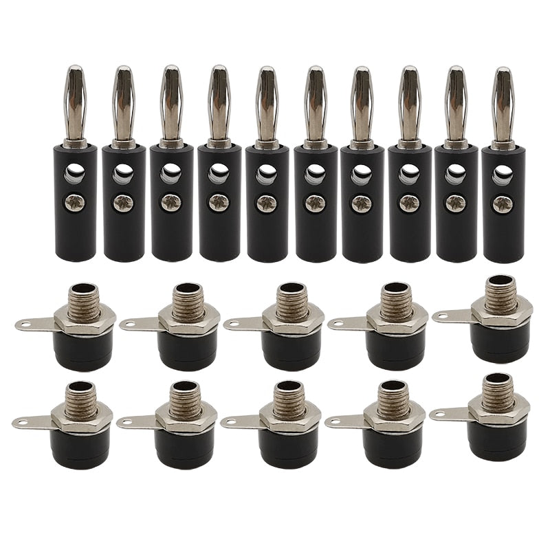 10 Paires Fiche Banane 4 mm Plaqué Or Audio Haut-Parleur Câble Connecteur (10 mâle + 10 femelle)
