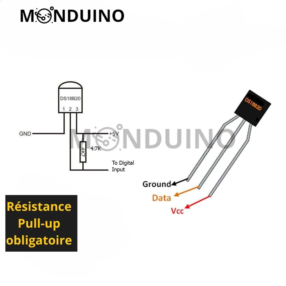 Sonde DS18B20 température Dallas - 1-Wire Digital Thermometer 1 à 5pcs