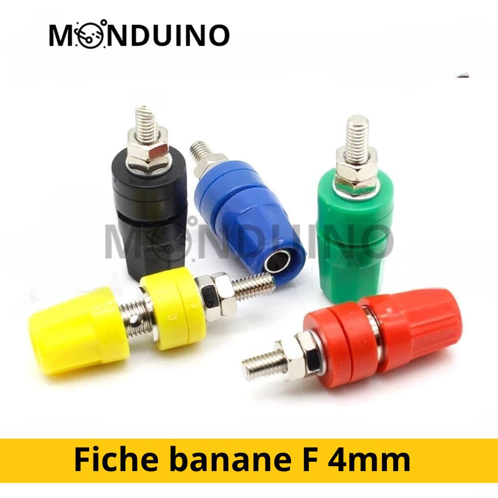Fiche banane femelle chassis 4mm - de sécurité - en61010 - cat3 500v 10a - rouge - à 1,50 Fiche banane femelle chassis 4mm - de sécurité - en61010 - cat3 500v 10a - rouge - à 1,50