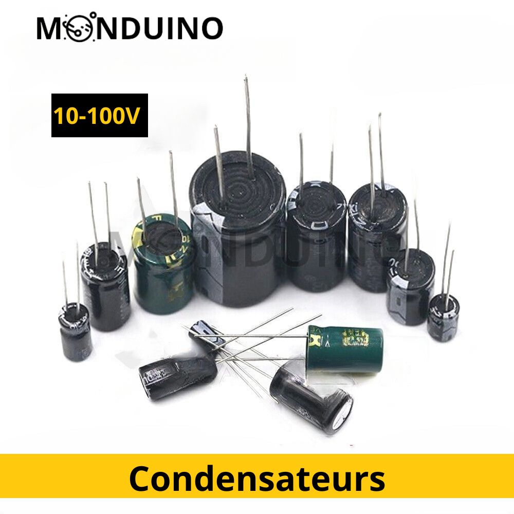 Condensateur chimique électrolytique 0,1uF à 4700uF 10V à 63V