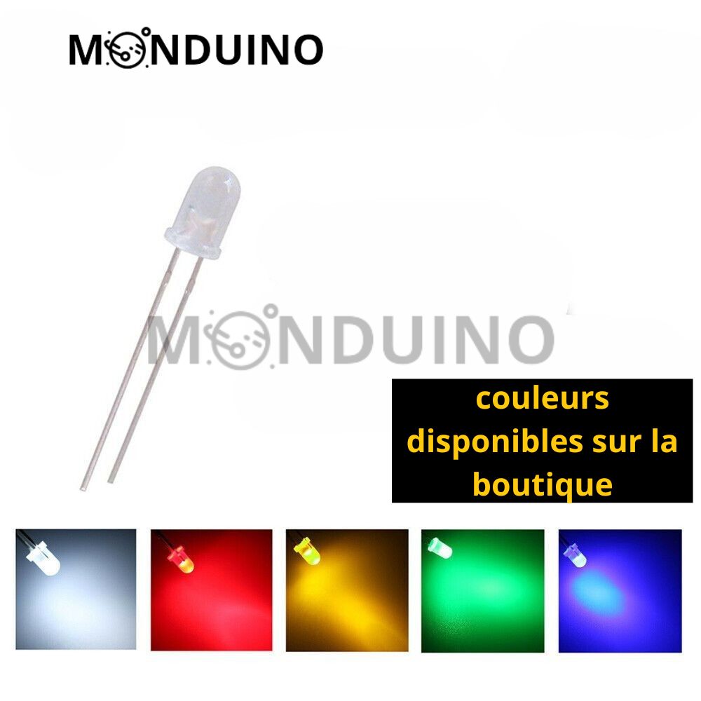 LED jaune 5 mm diffusante - lot 10 à 100 pcs - Monduino B-62