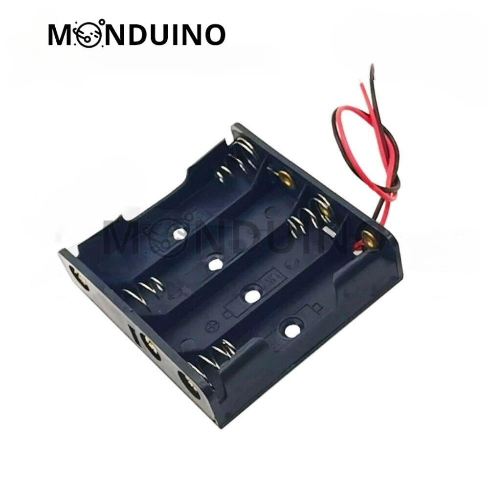 Support Boîtier Porte-Piles AA LR6 – Coupleur Batterie 1 à 4 Piles – Boîtier Alimentation – Monduino B-56