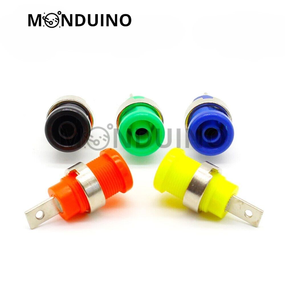 Fiche banane femelle châssis 4 mm 5 couleurs - Monduino A-114