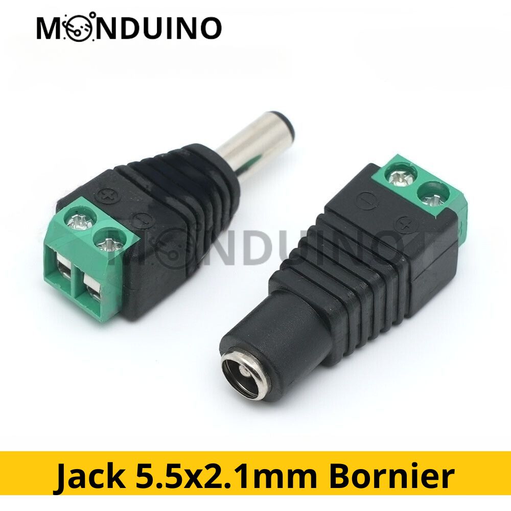 Fiche Jack DC 5.5x2.1mm Mâle / Femelle connecteur alimentation