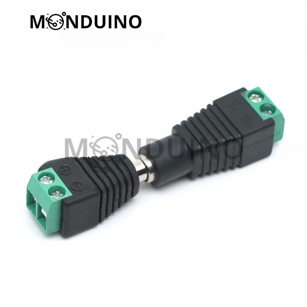 Fiche Jack DC 5,5 x 2,1 mm mâle / femelle avec bornier à vis 12V - Monduino A-27