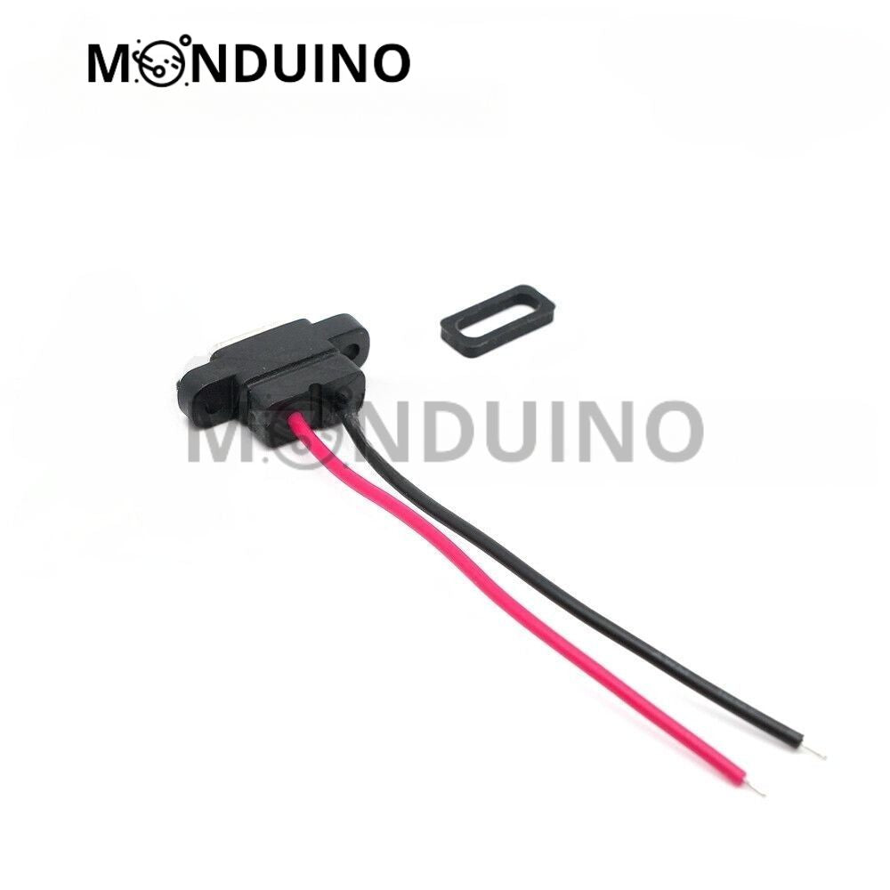 Connecteur USB-C filaire à souder / visser pour embase châssis - Monduino B-12