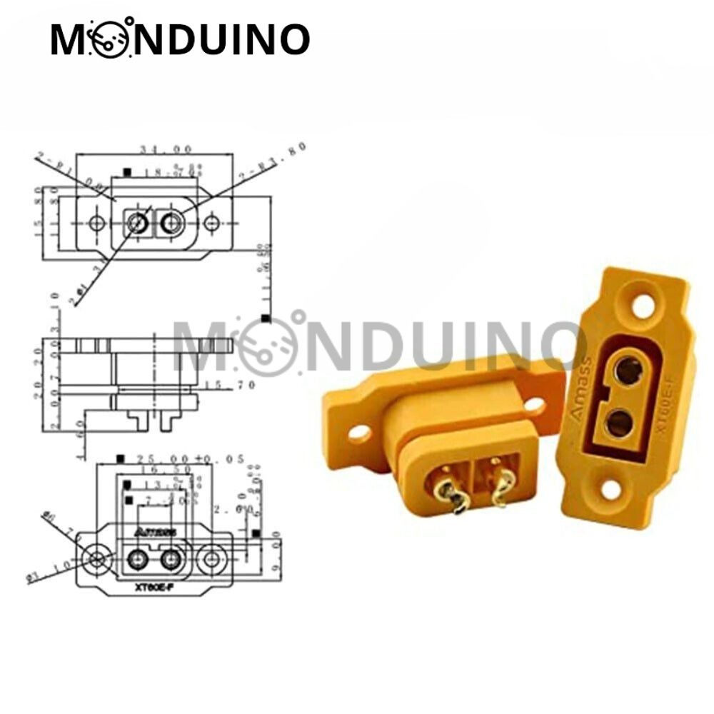 XT60E-F Embase châssis à visser - Fiche femelle panel batterie RC LiPo XT60
