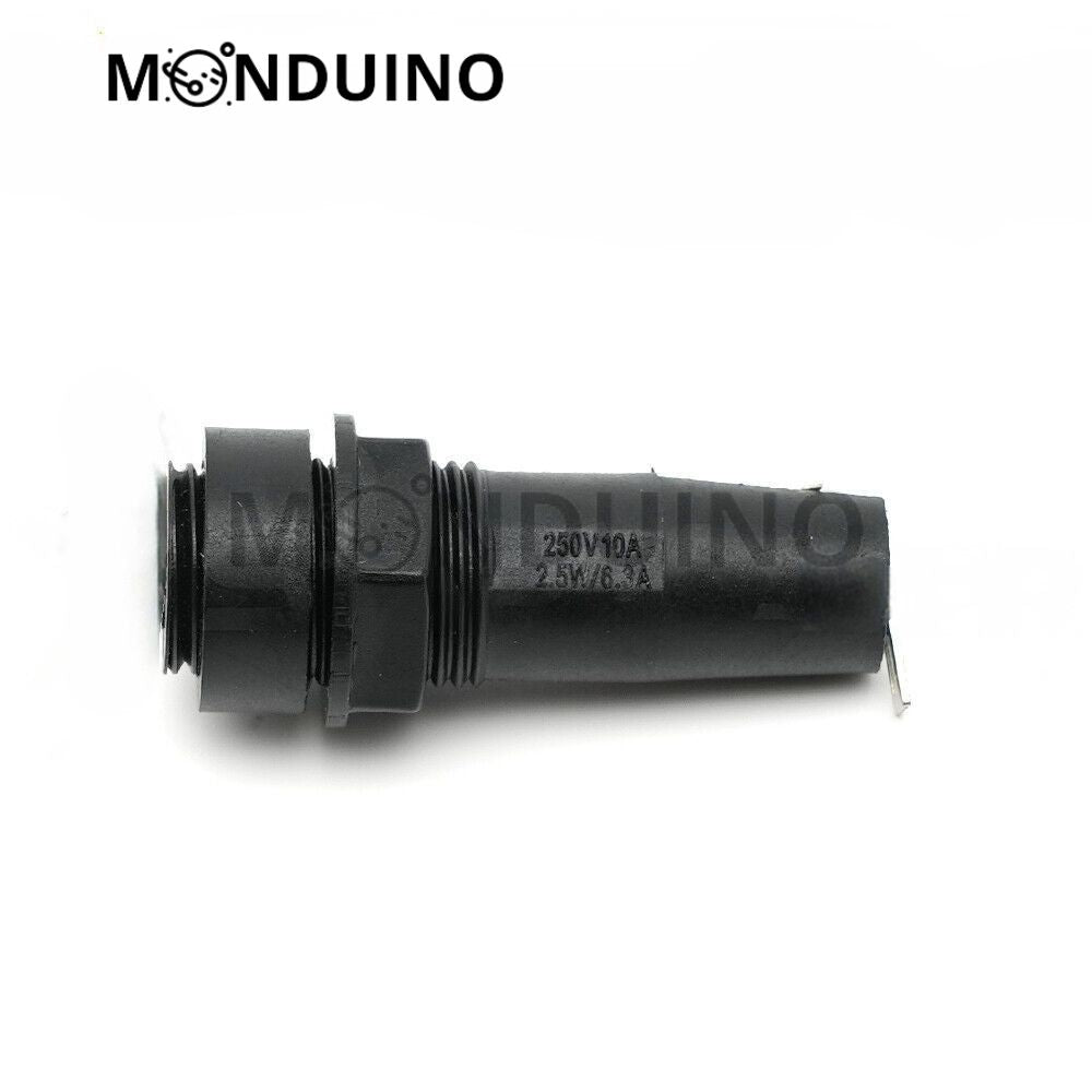 Porte-fusible plat 5x20 mm pour châssis / panneau 12 mm 12V / 230V 10A - Monduino A-32