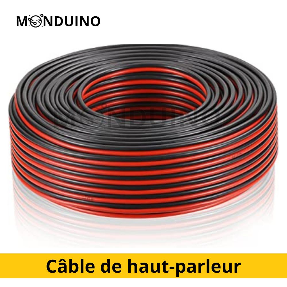 Audio cable for speaker red and black 2x0.75 mm² 100M reel – MONDUINO