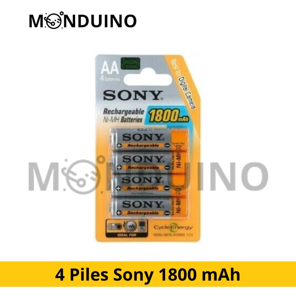 4 Piles Sony 1800 mAh NiMH C E Green AA LR6 Batteries Pack de 4 Piles
