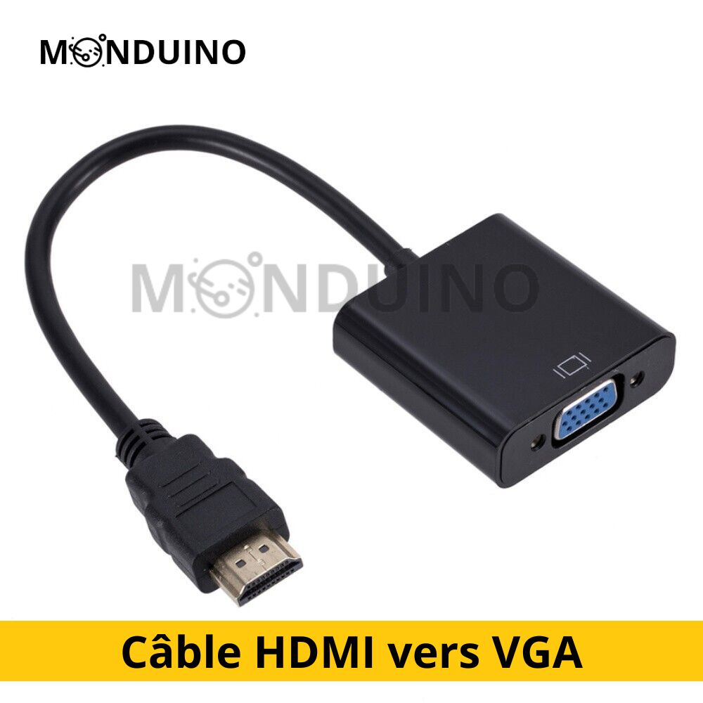 Câble Convertisseur HDMI vers VGA 1080p - 25cm de longueur, facile à u –  MONDUINO