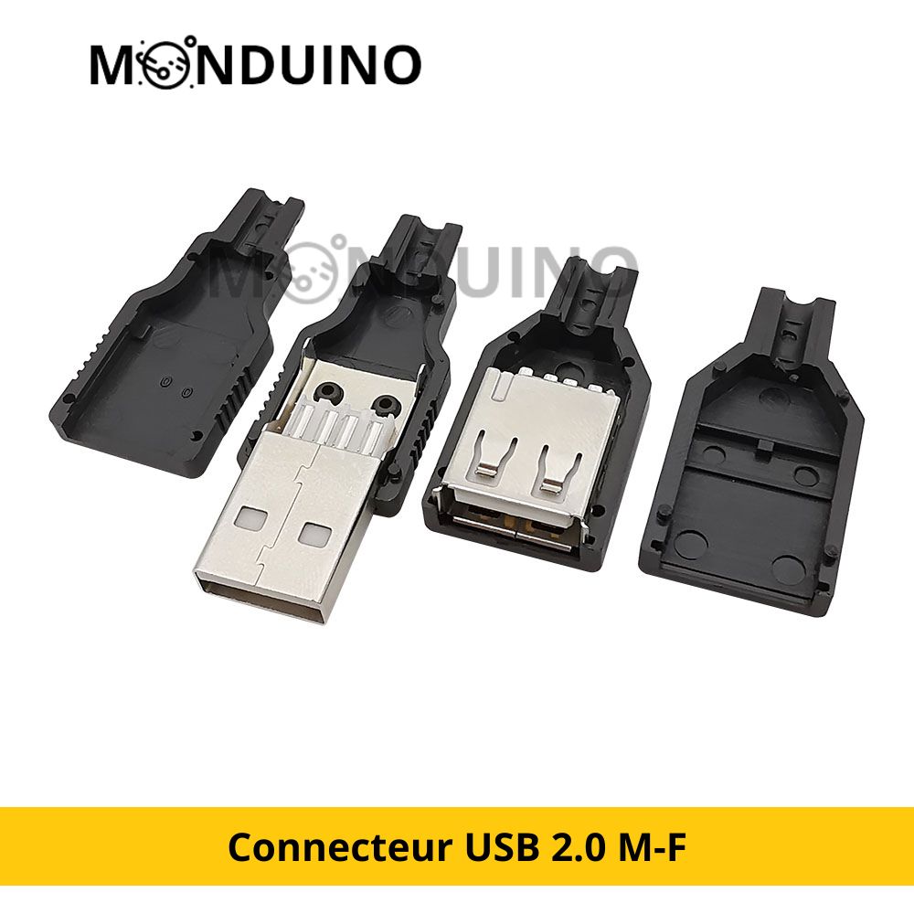 Connecteur USB 2.0 à souder - Mâle et Femelle pour câbles USB