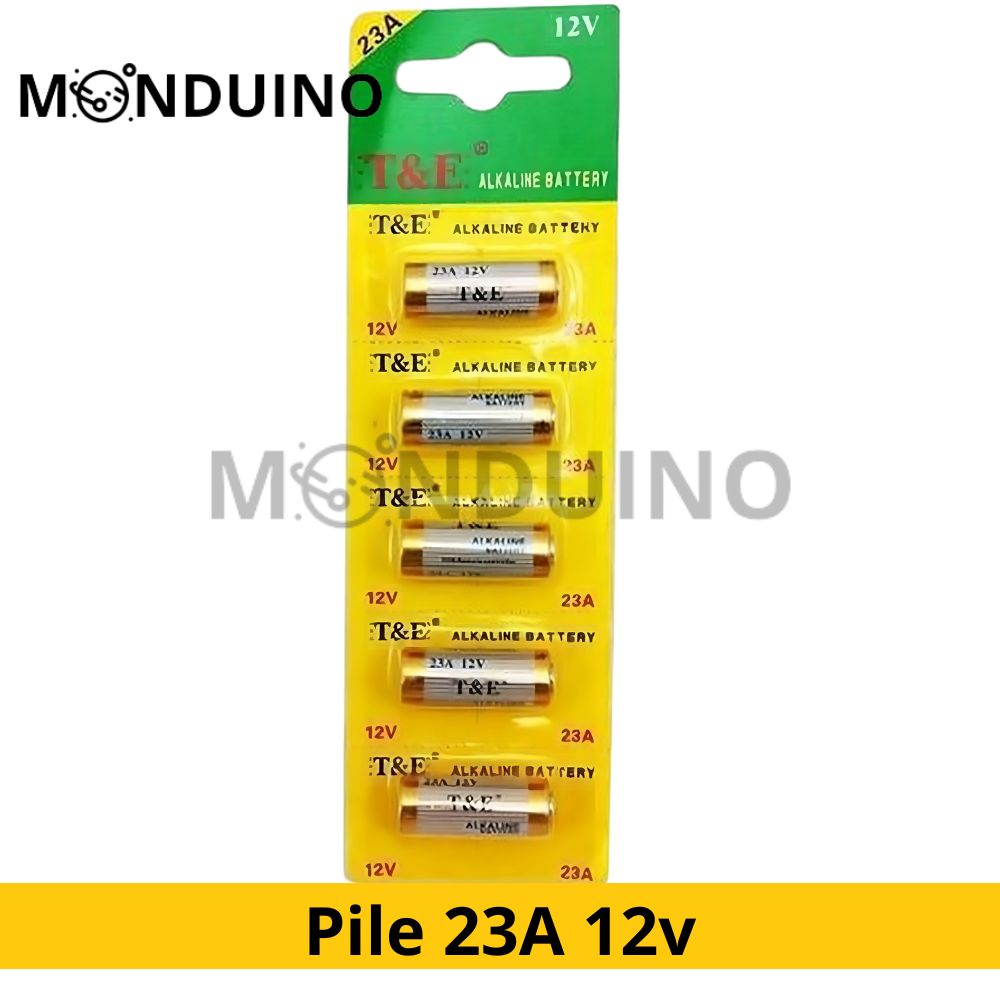 1 Alkaline Battery 23A MN21 A23 V23GA LRV08 L1028 LR23A E23 V23A 12V –  MONDUINO