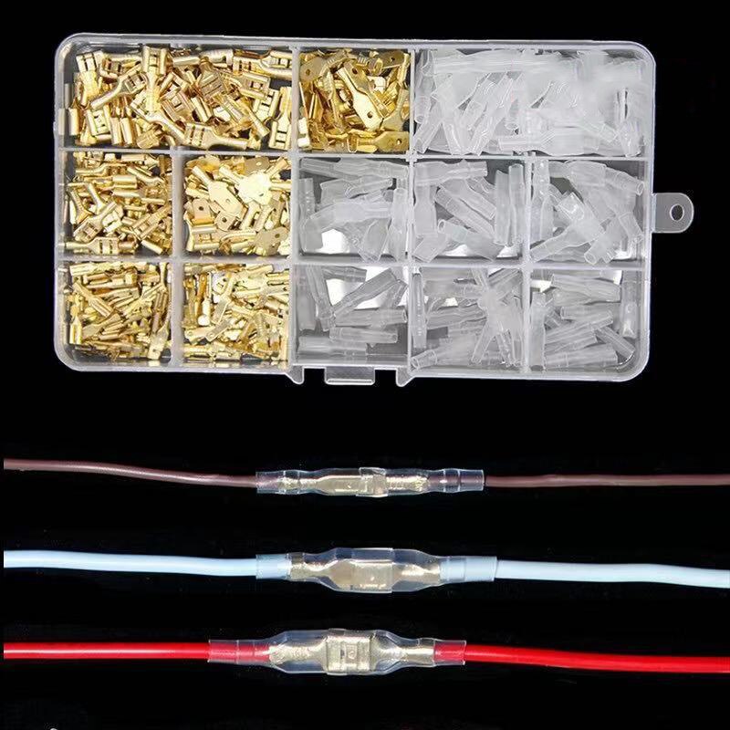 Boite de de 270 pièces - Connecteur de bus mâle à sertir rapide - Connecteur de 2,8/4,8/6,3 mm - Avec manchon isolant