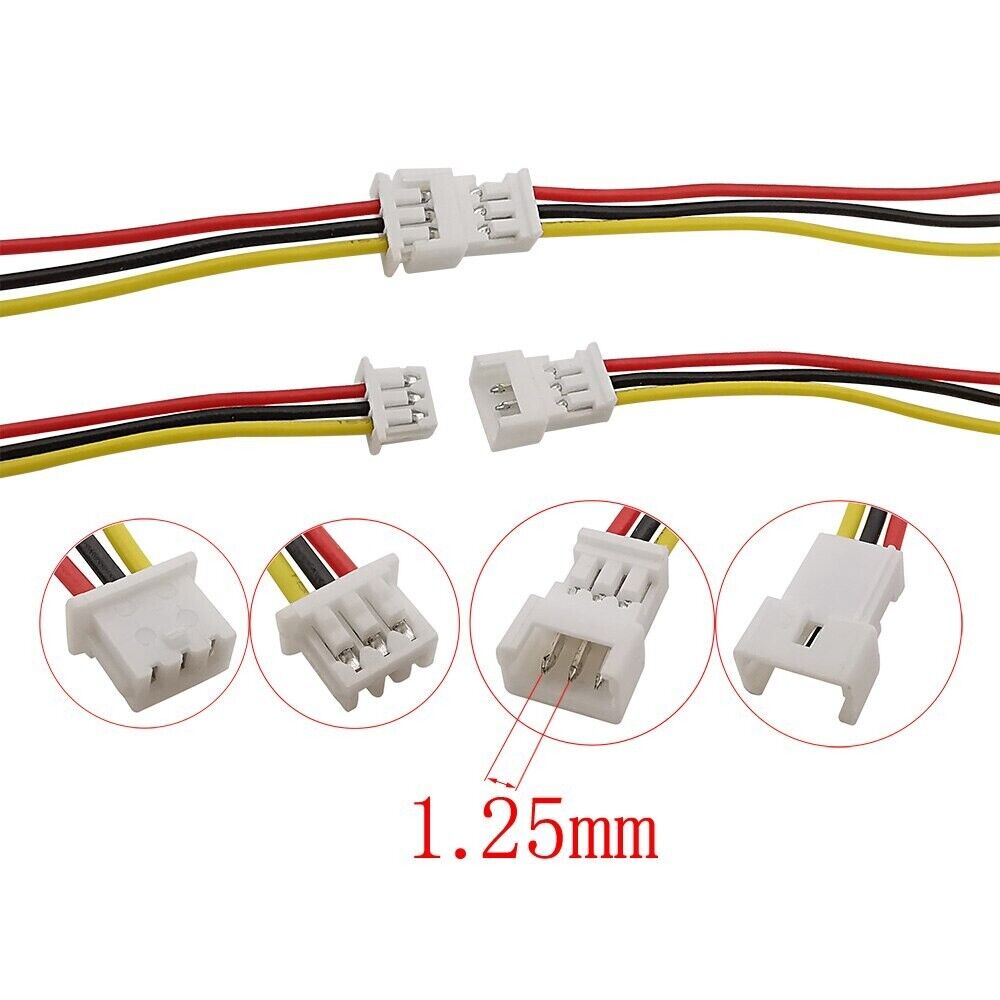 Lot 5 Paires JST Micro Connecteur 1.25mm JST 3 Pins Mâle Femelle 28AWG