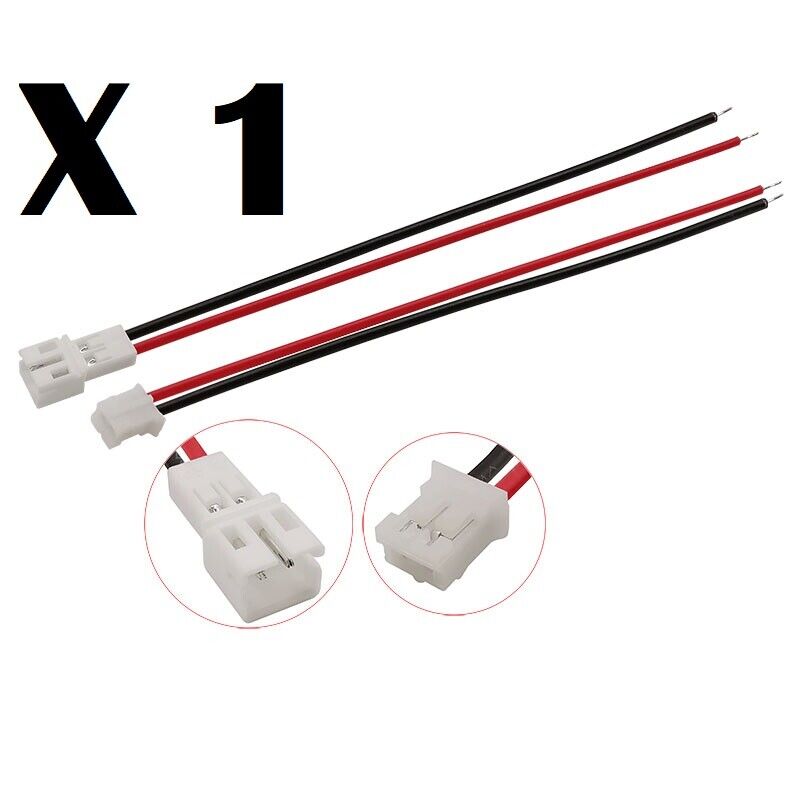 Micro Connecteur JST PH 100 2P - Fiches Mâles et Femelles avec Fil de 20 cm (26 AWG)