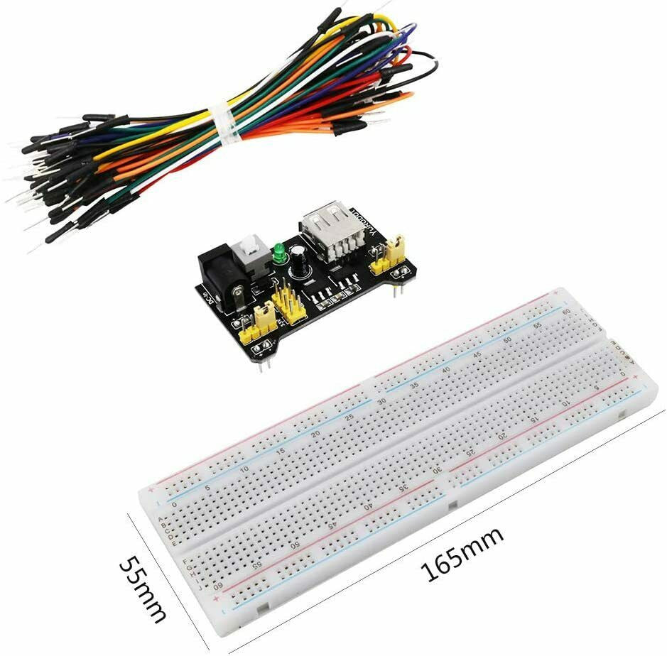 MB102 3-5V Power Supply Module + 65PCS Cable + 830 Points Breadboard