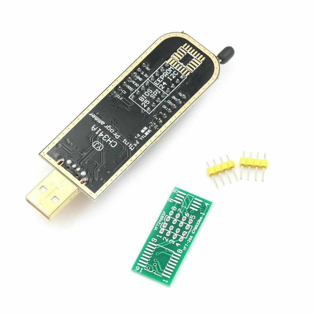 CH341A USB Programmer 24/25 Serial Burner BIOS Writer SPI Flash & CH341A Programmiergerät mit Stiftleiste und Adapterplatine