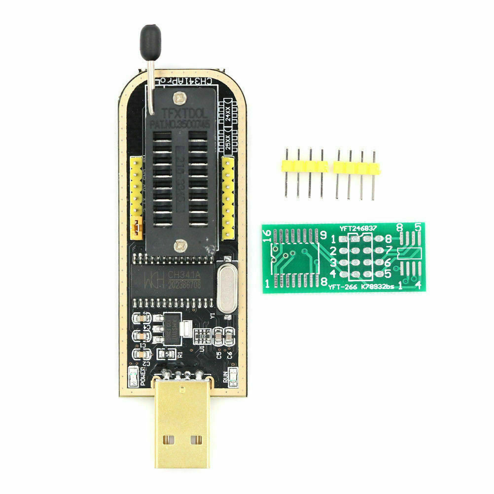 CH341A USB Programmer 24/25 Serial Burner BIOS Writer SPI Flash & CH341A Programmiergerät mit Stiftleiste und Adapterplatine