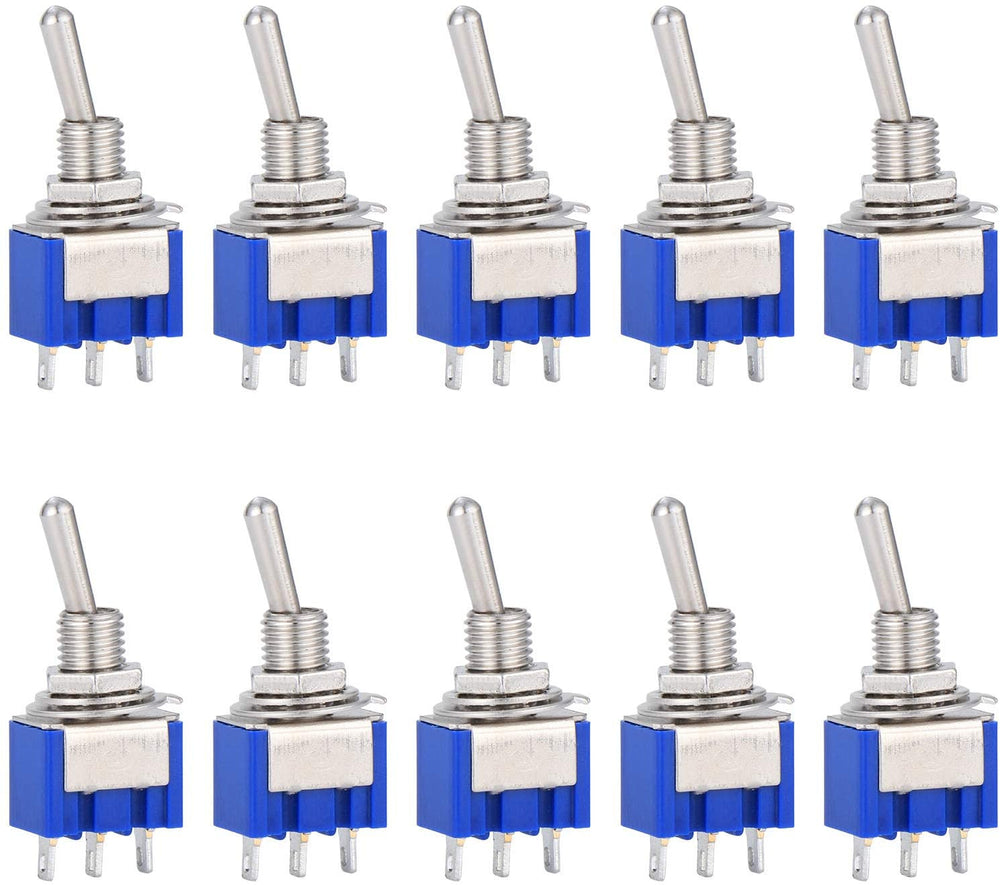10 Pieces AC 125V 6A on-on 3 Pin Mini 2 Position Toggle Switch, for Arduino Car Truck Boat Switch