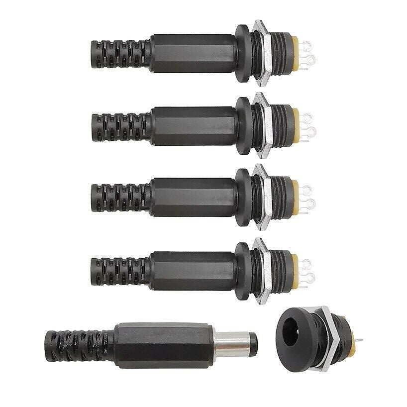 10 pieces (5 pairs) DC-022 2.1x5.5 mm 12V 3A male plugs and female connector