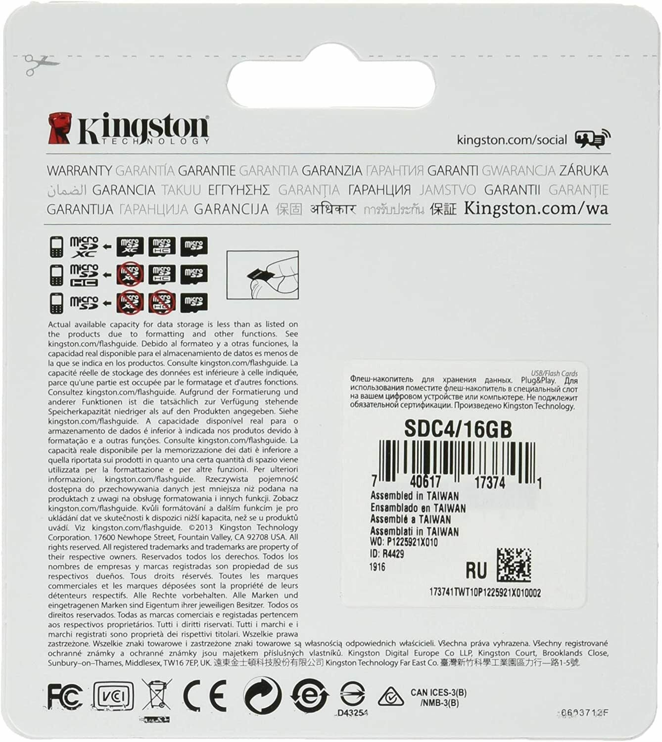 KINGSTON - Carte Mémoire 32 Go Micro SDHC + Adapt.