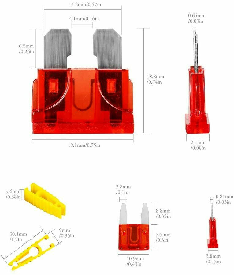 Lot de 10 fusibles à lame standard ATM / ATC / ATO pour véhicule - Monduino A-220