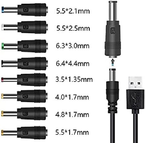 POWER CABLE USB 5V TO DC 12V CONVERTER + 8 CONNECTORS USB TO DC ADAPTER POWER CABLE