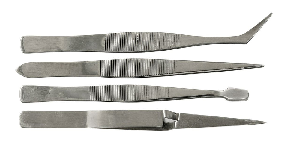 Kit Set of 4 Precision tweezers in metal model making DIY model