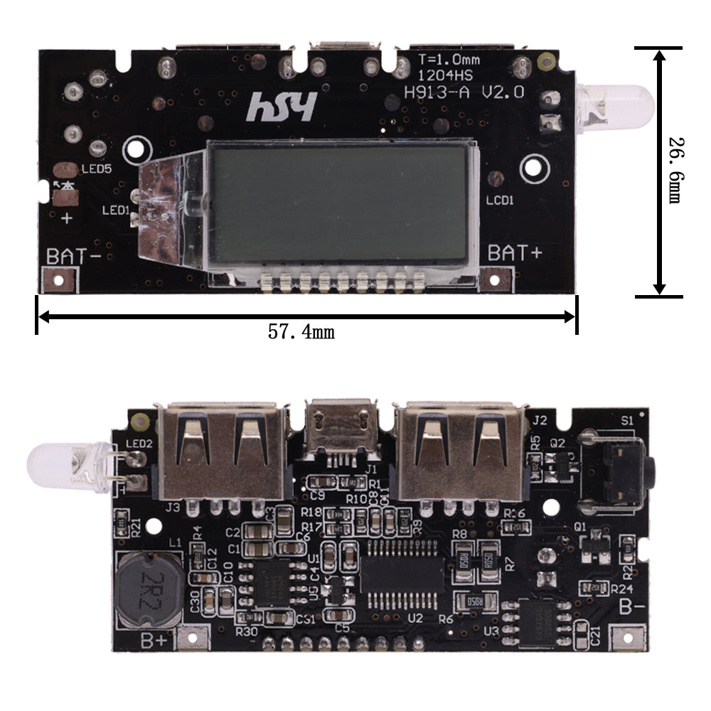 Module Chargeur Power Bank 18650 – PCB USB 5V 1A / 2.1A – Charge et Décharge Batterie Lithium