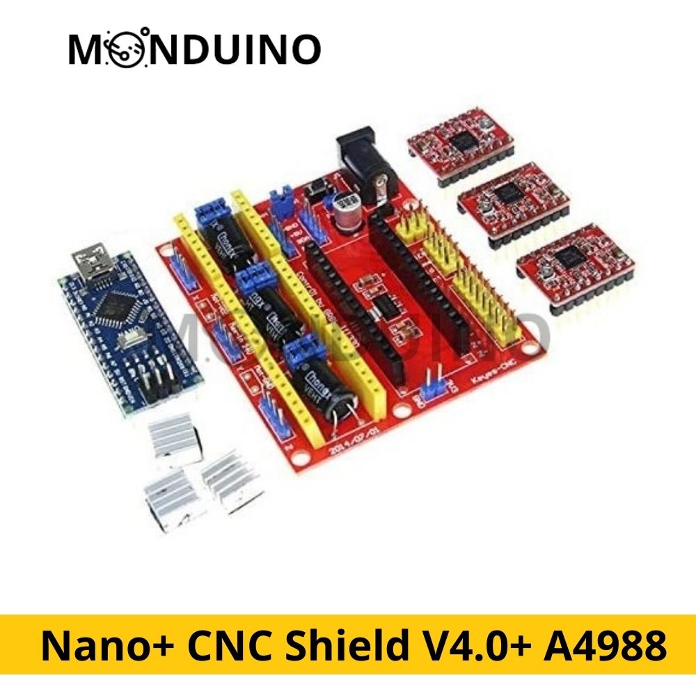 Le trio: Nano & CNC Shield V4.0 et le pilote A4988