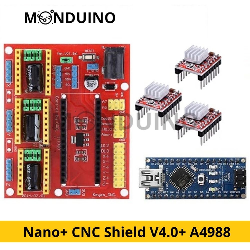 Arduino Nano Kit & CNC Shield V4.0 & A4988 Driver – MONDUINO