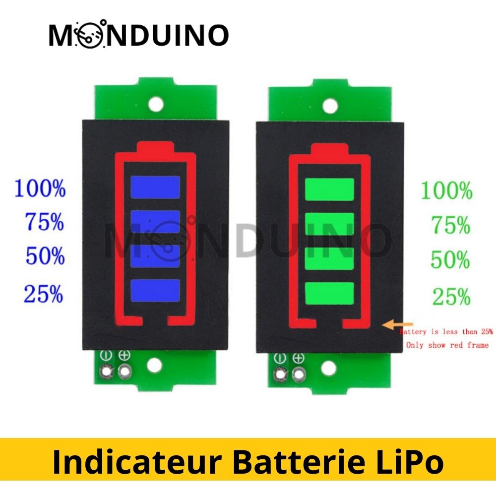 Indicateur de niveau de batterie au Lithium 1S/2S/3S/4S/5S/6S/7S