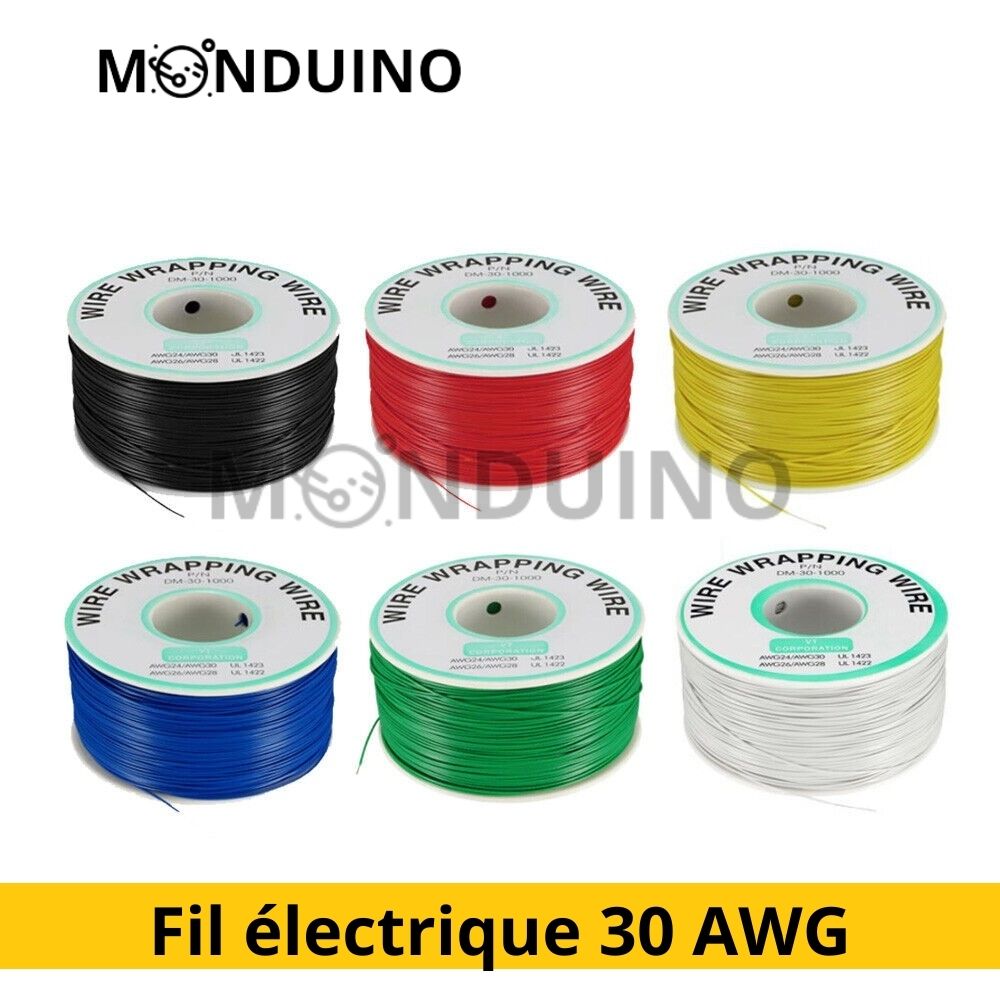 Fil électrique 0,05mm² 30 AWG 0,25mm Câble souple cuivre AWG30