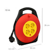 Reel Extension Cord, 4 Outlets with Earth, 10 M 