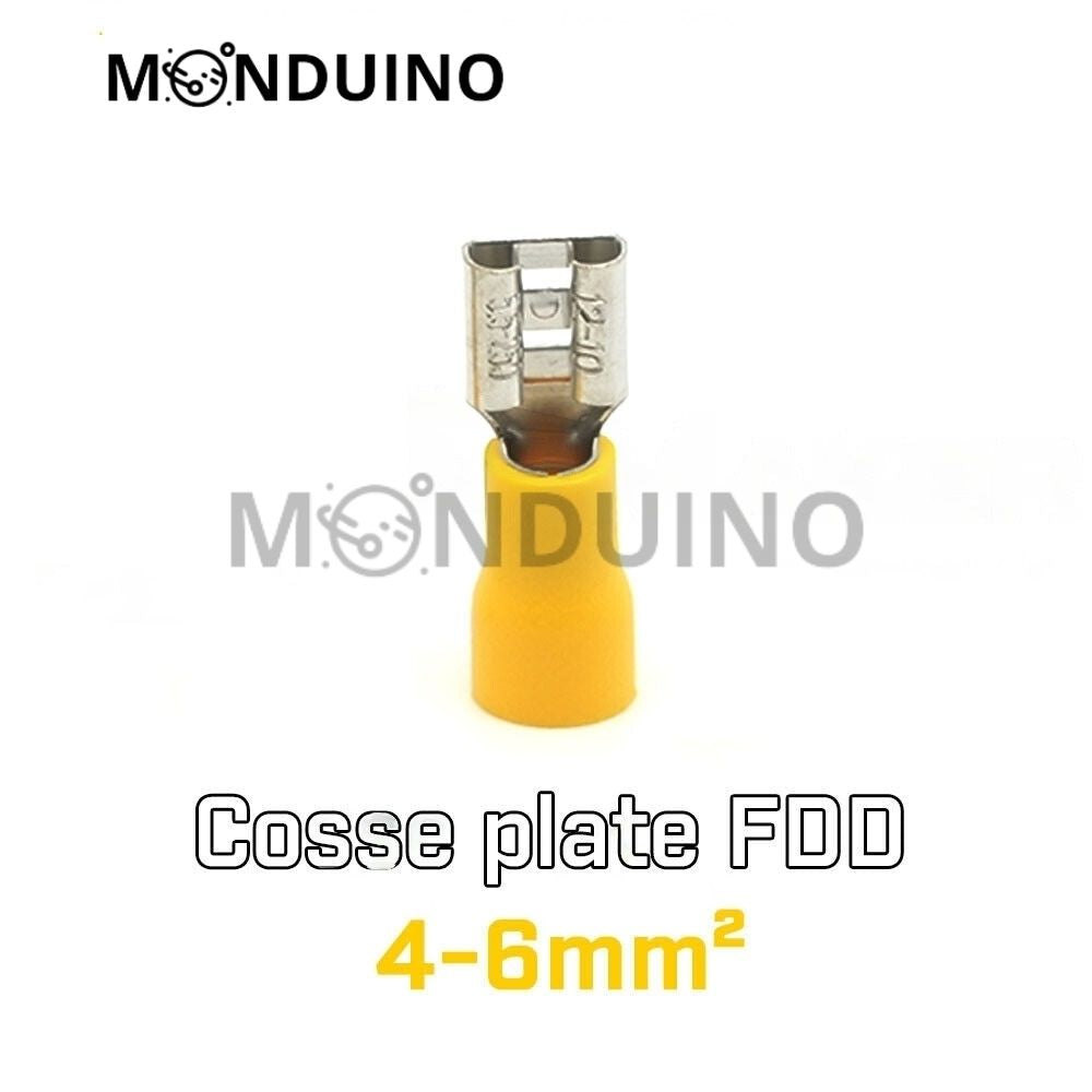 Cosse électrique à sertir isolée plate 6.3 mm - 0.5-1.5-2.5-4-6 mm²