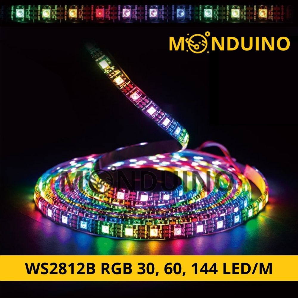 Ruban LED WS2812B 5V pixel RGB 30, 60, 144 LED/m Adressable - Bandeau strip LED