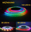 Ruban LED WS2812B 5V pixel RGB 30, 60, 144 LED/m Adressable - Bandeau strip LED