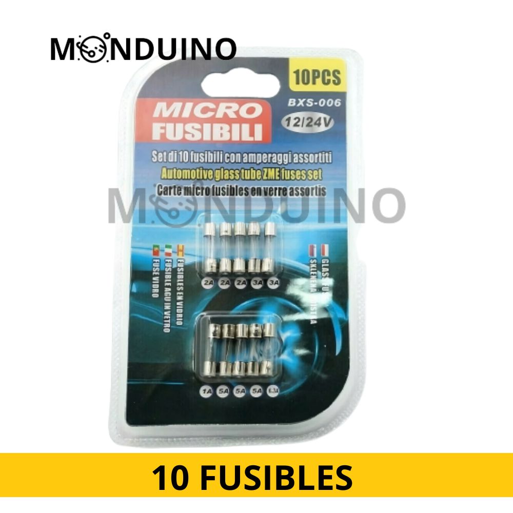 10 FUSIBLES AUTO BXS-006 différent ampérage Micro Fusible 12V 24V