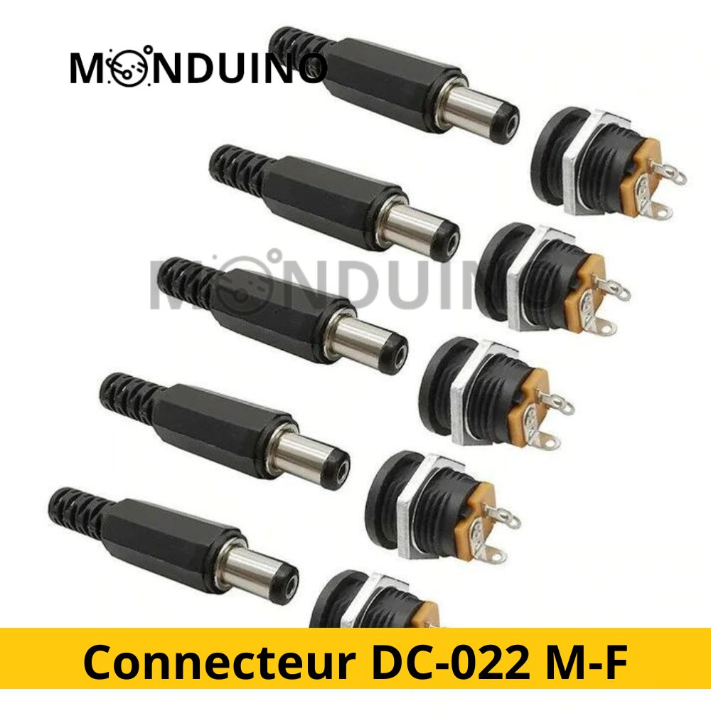 10 pièces (5 paires) DC-022 2,1x5,5 mm 12V 3A fiches mâles et femelle connecteur