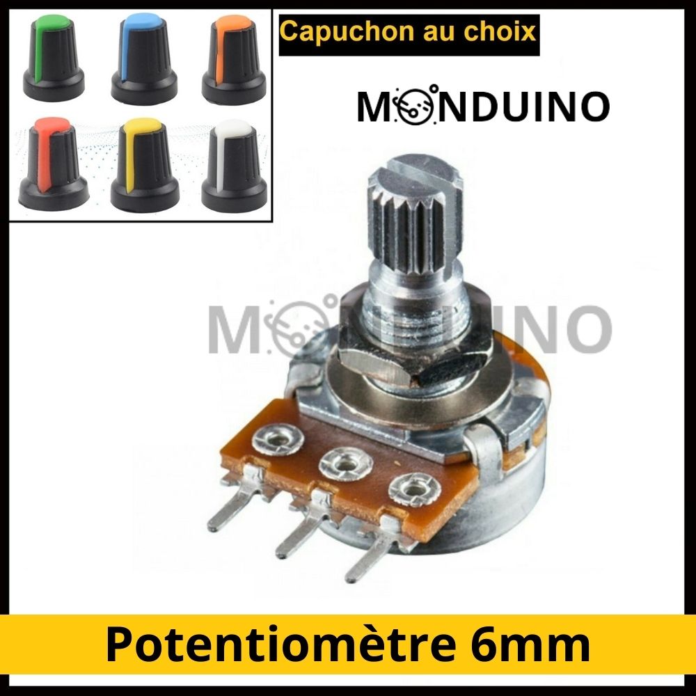 Potentiomètre Linéaire 6mm - 1K 2K 5K 10K 20K 50K 100K 250K 500K 1M / Boutons