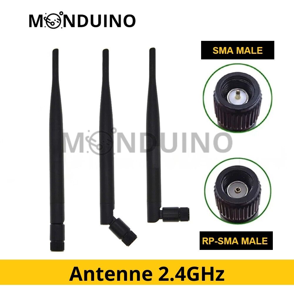Antenne 2.4GHz Haut Gain 5dBi SMA Male / RP-SMA Male - WiFi Routeur box