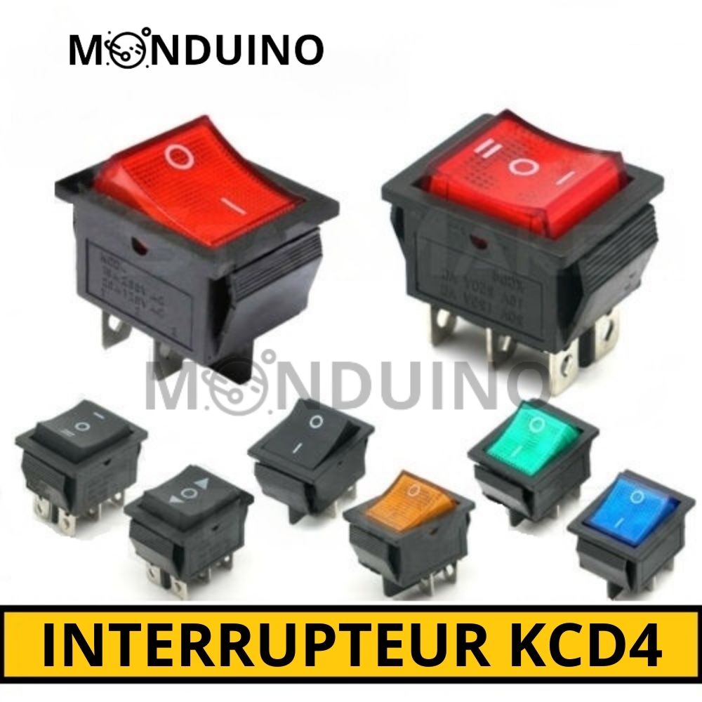 KCD4 Interrupteur à bascule 31x25mm 230V 16A - 4 et 6 pins à voyant encastrable