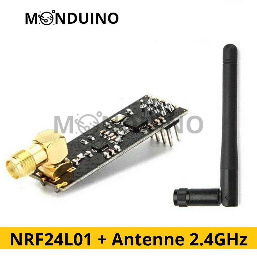 Module RF NRF24L01+PA+LNA 2.4GHz Longue Portée 1100m – Antenne 3dBi - [D-15]