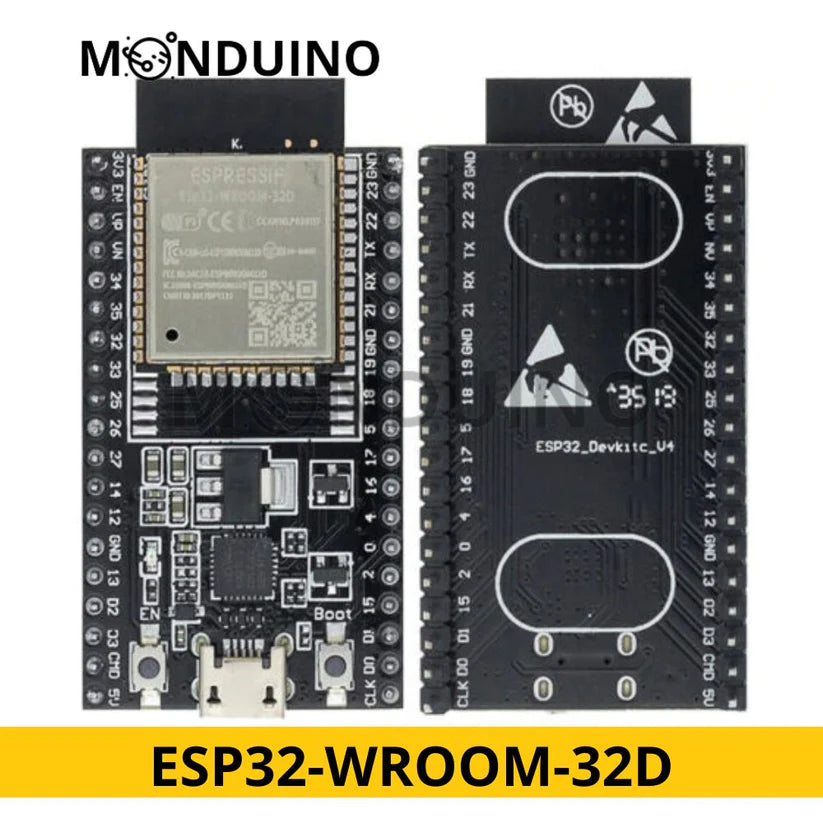 Carte ESP32-WROOM-32D WiFi Bluetooth 38 Pins compatible Arduino IDE – Monduino [A-36c]