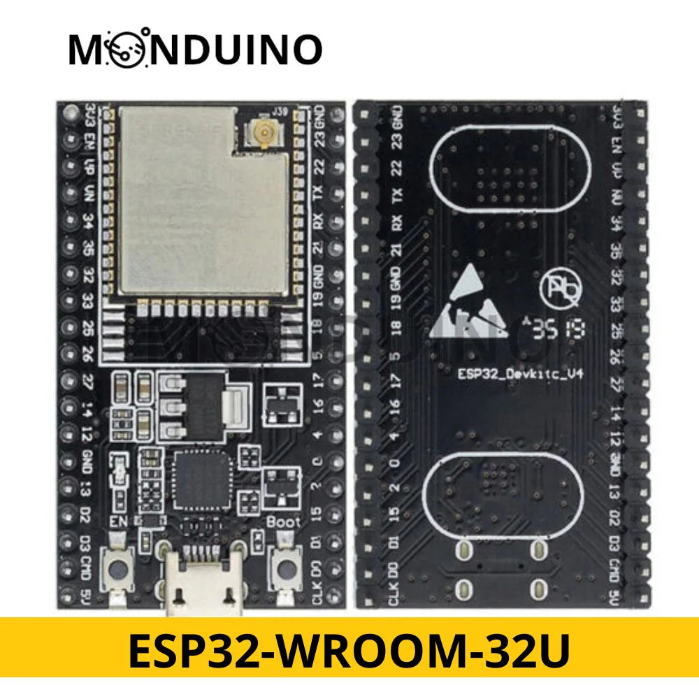 Carte ESP32-WROOM-32U WiFi Bluetooth 38 Pins antenne externe compatible Arduino IDE – Monduino[A-36d]